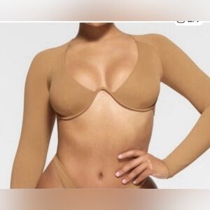 Skims Seamless Nude Long Sleeve Bikini Top